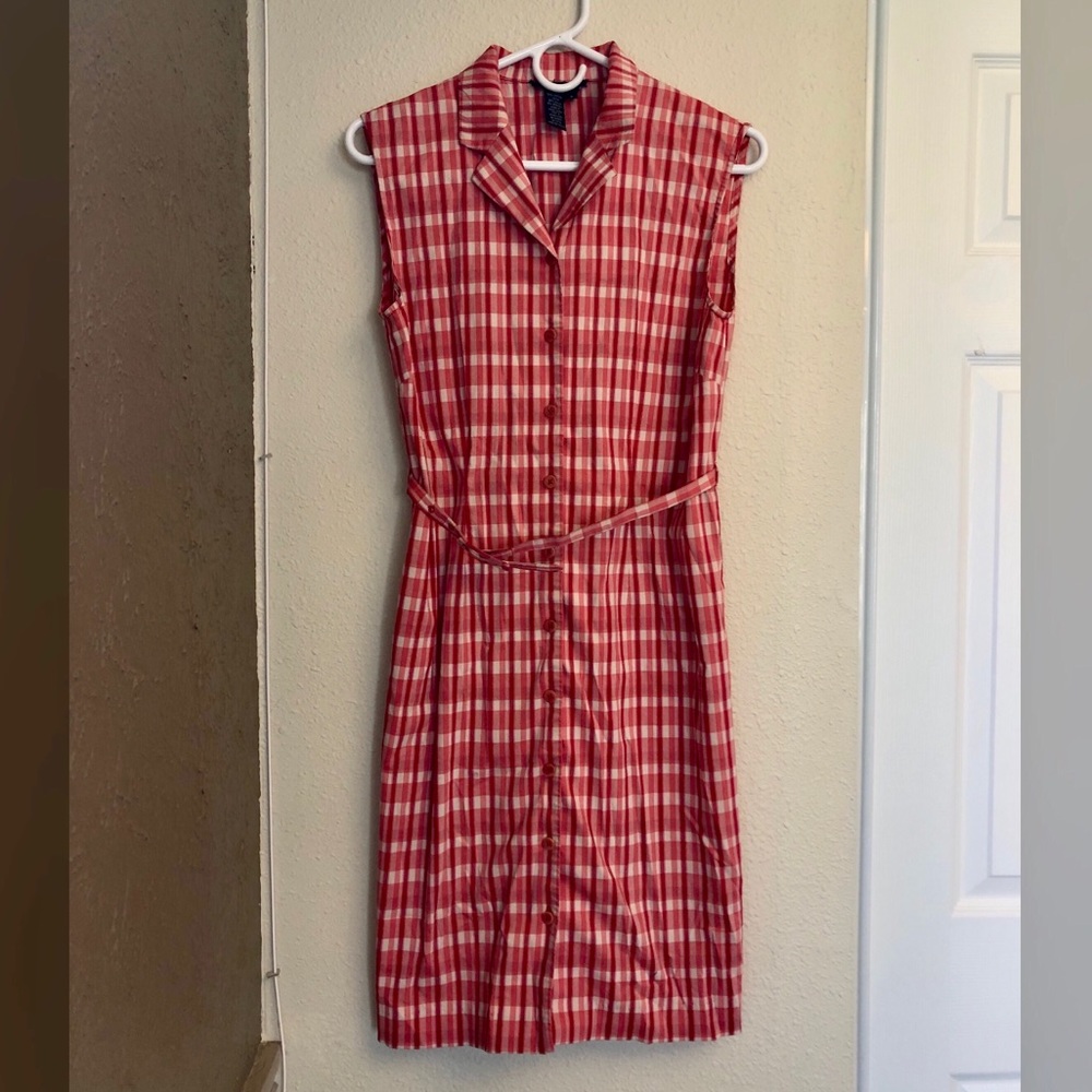 Perry Ellis- Retro Picnic Print Dress with Belt 4